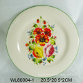 Ceramic oval plate with flower decal for decro